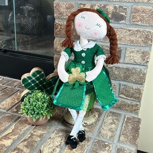 NEW🍀 Vintage Inspired Shabby Chic Celtic Ballerina Dancer Rag Doll Shelf Sitter